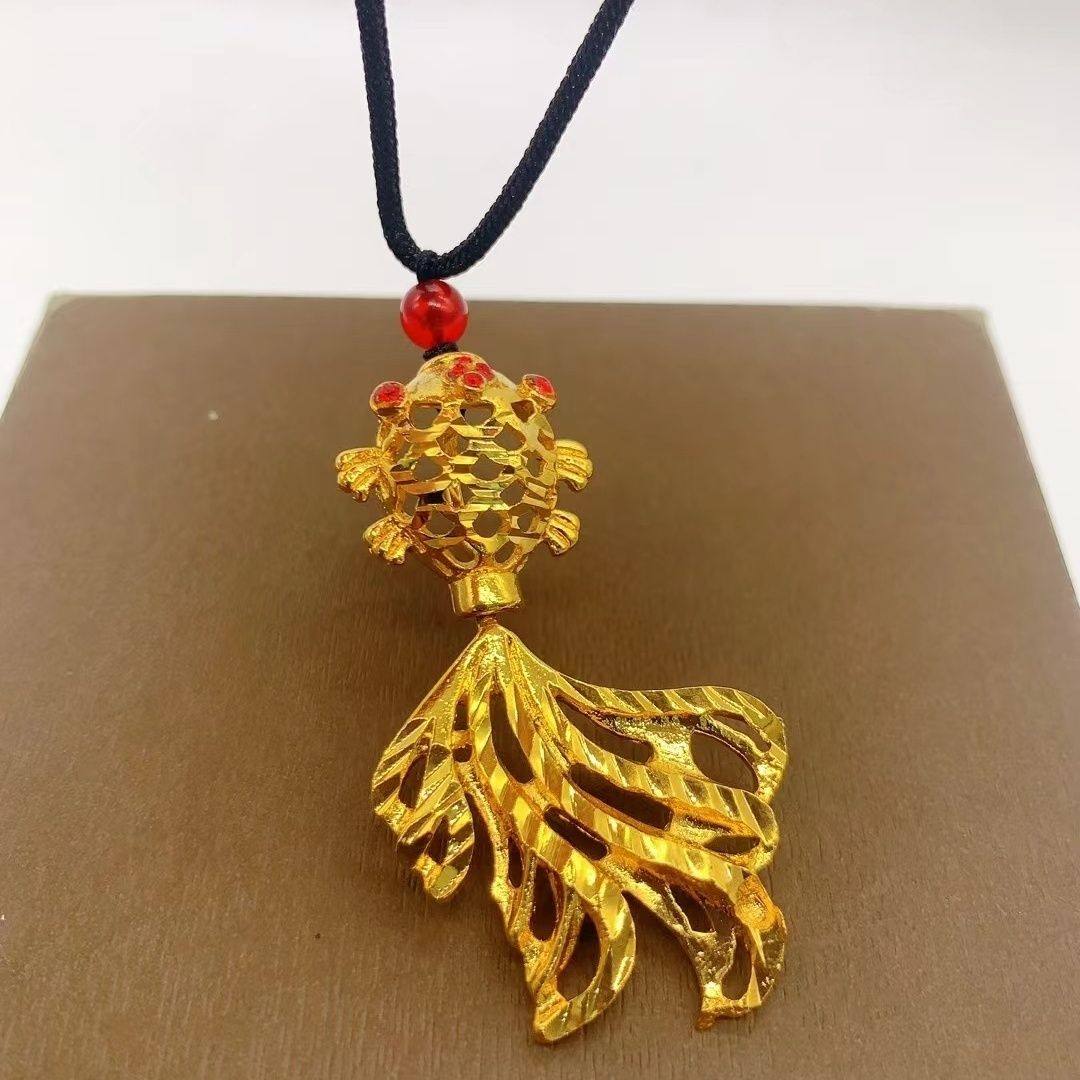 年年有余金色锦鲤编织绳项链