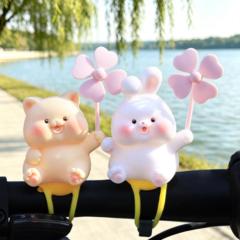 软萌兔兔卡通车把小风车挂件
