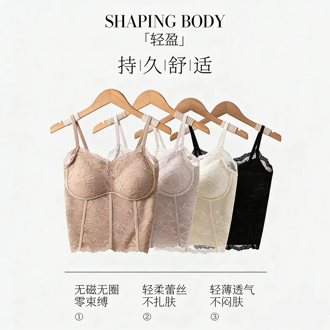 春夏法式蕾丝无钢圈美背吊带背心