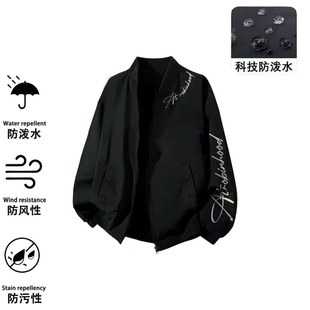 字母印花夹克外套拉链宽松百搭舒适棒球服男女 美式 官方正品