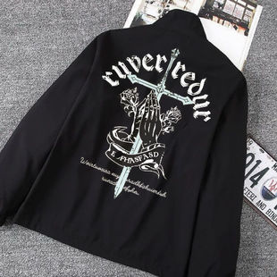 春秋款薄款欧美高街外套小众vibe美式棒球服男款vintage复古夹克