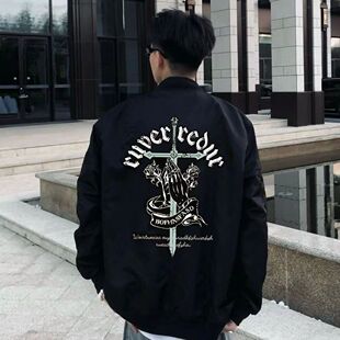 欧美高街外套小众vibe美式棒球服男女秋冬新款复古加绒加厚夹克