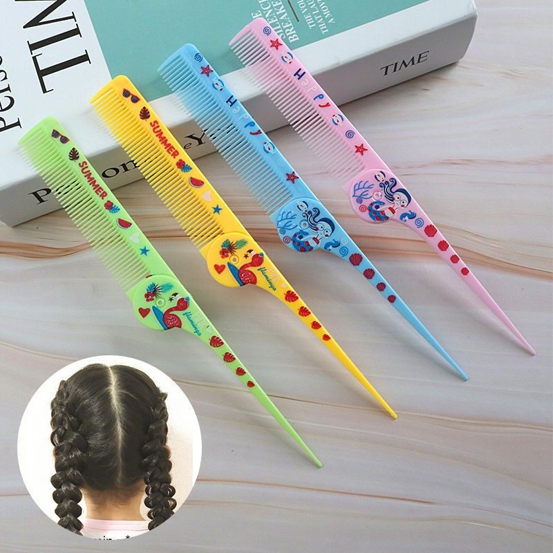 儿童编发分发线专用梳子尖尾折叠梳编发器拉发针女孩女童公主盘发