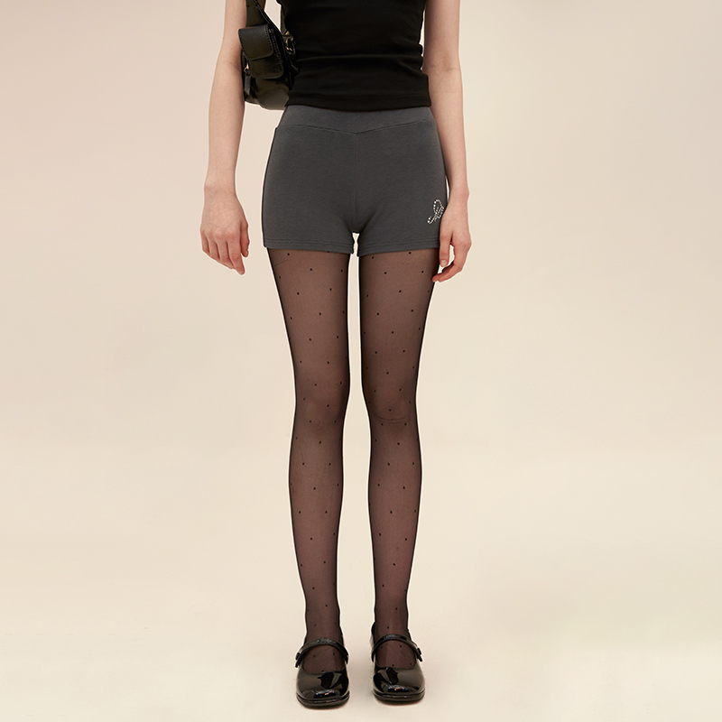 烫钻弹力紧身短裤运动热裤