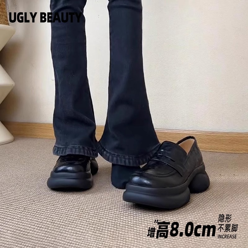 现货瓢鞋薇家日常温柔鞋ins软底休闲版包头乐福圆头制服皮鞋女T字