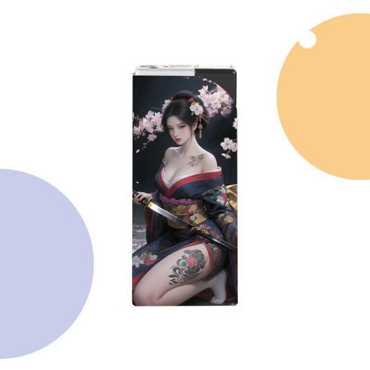 古风美女图案防风打火机个性创意新款高颜值网红直冲礼物小巧便携