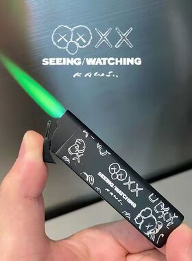 创意个性潮牌绿色火焰打火机个性新款高级金属防风充气循环送男友