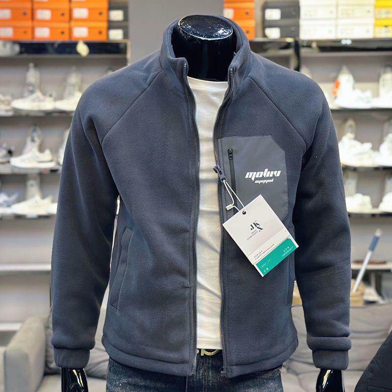 秋冬季外套男2025新款休闲立领夹克保暖百搭修身加绒加厚抓绒衣男