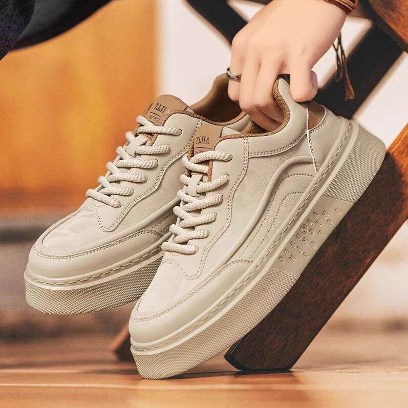 欧洲站男鞋秋冬款休闲鞋子男高级感痞帅厚底爆款板鞋冬季新款潮鞋