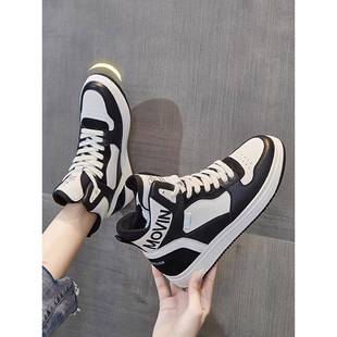 真皮爆款高帮鞋女鞋2025新款休闲软底不累脚秋冬加绒小白运动板鞋