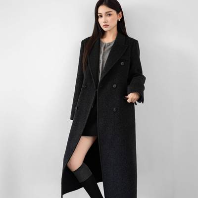 2025秋冬季新款高级感毛呢大衣女胖mm韩系中长款呢子外套大码女装