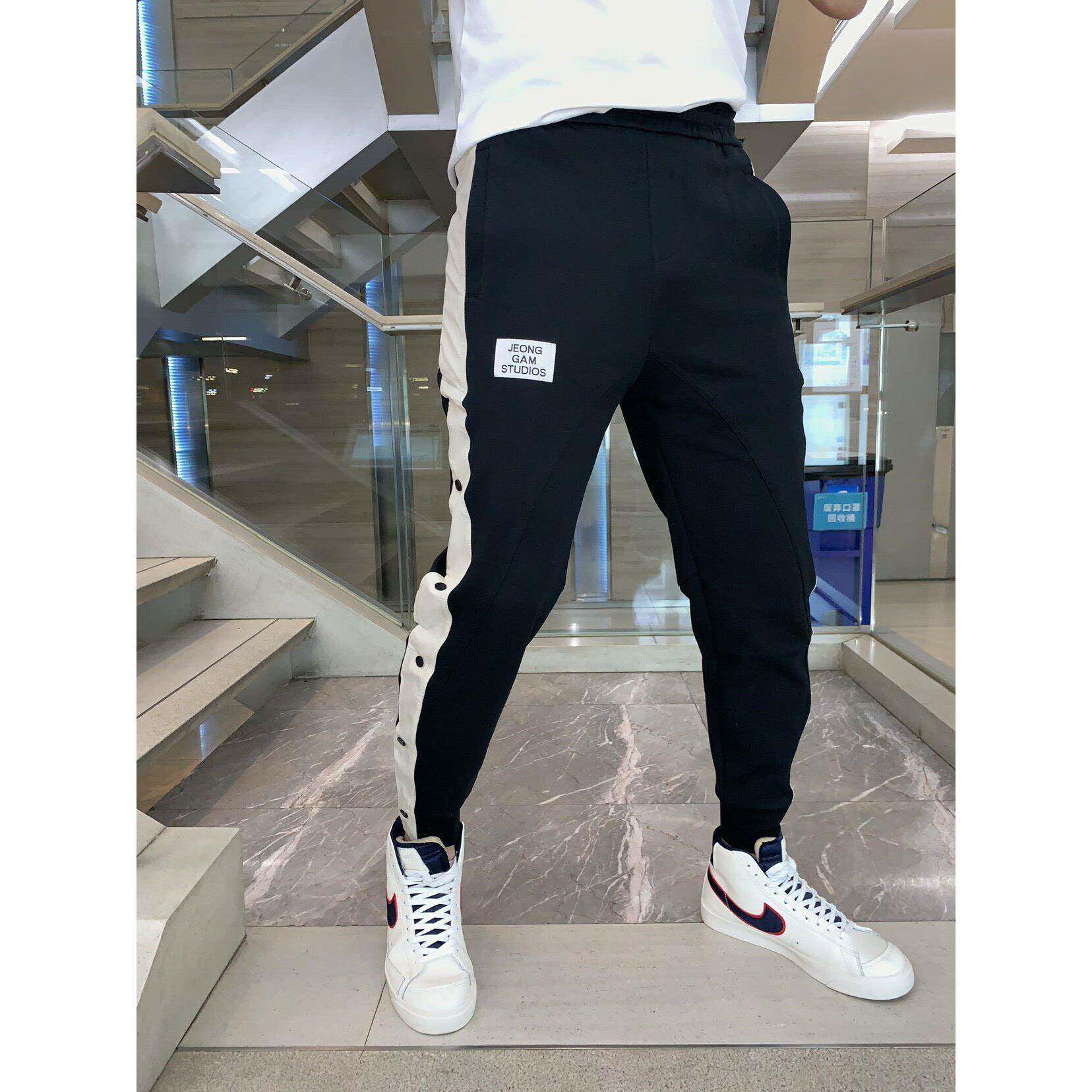 2026春秋新款男士运动裤ins风潮牌束脚宽松百搭休闲长裤纽扣卫裤