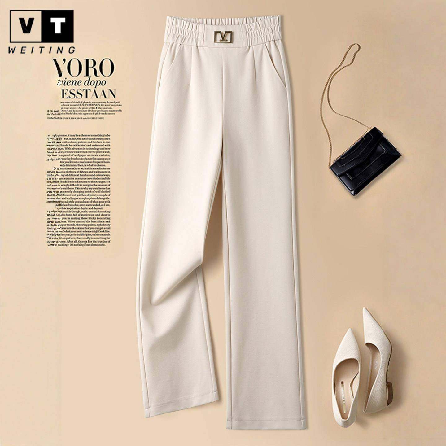 WEI TING休闲大码窄版直筒裤女秋冬款加绒加厚西装裤小个子阔腿裤