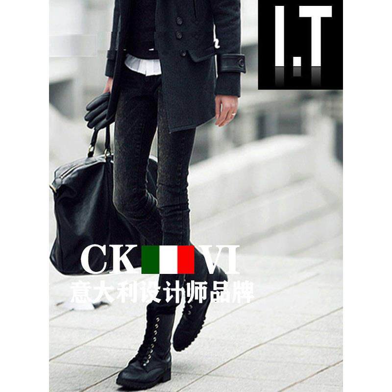 官方正品CKvi雪花牛仔裤男秋季修身小脚裤男裤韩版弹力显瘦铅笔裤
