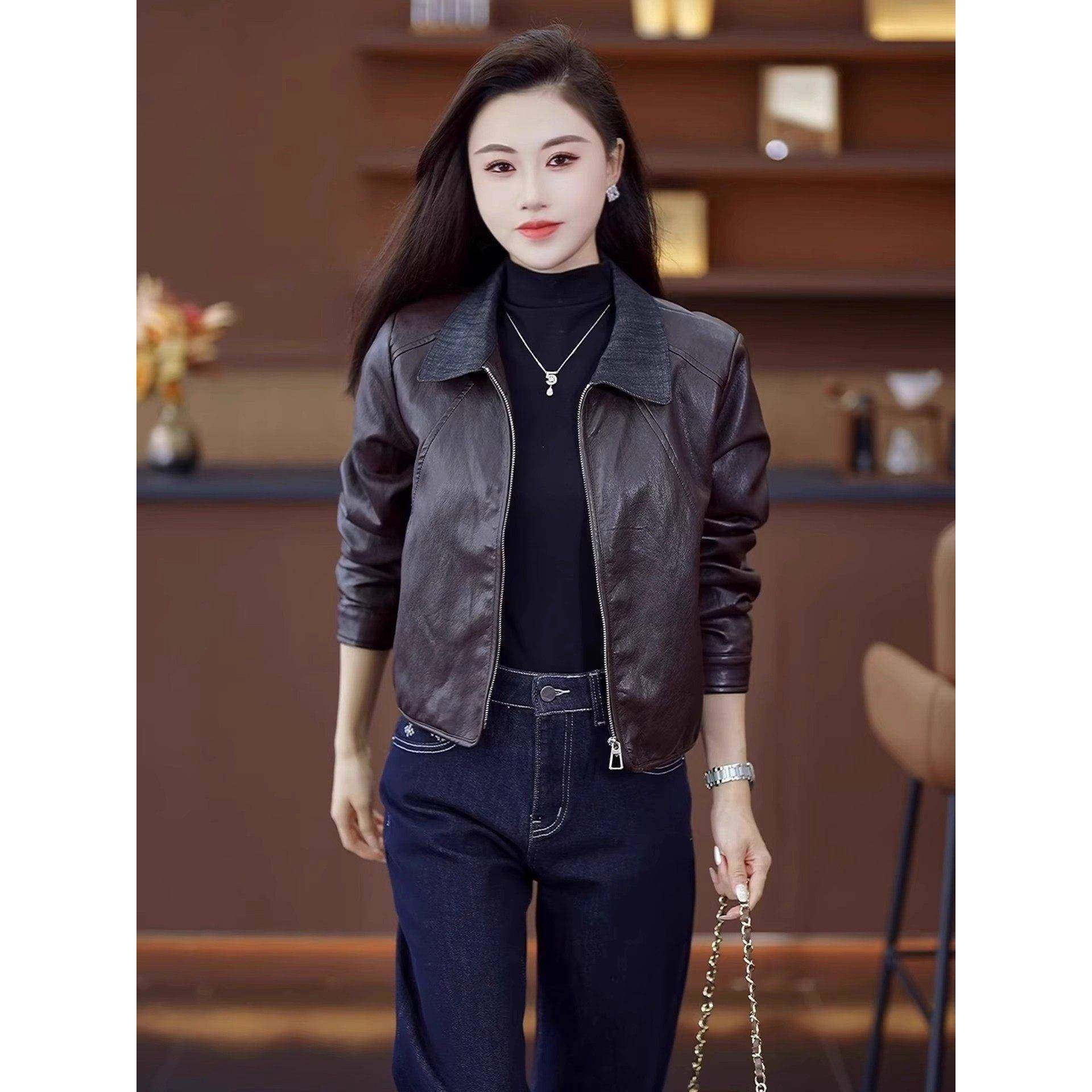 香港代购妈妈装时尚短款皮衣外套女秋季新款洋气百搭PU皮夹克上衣,女装/女士精品,短外套,淘宝优惠券,粉丝福利购,淘宝优惠卷