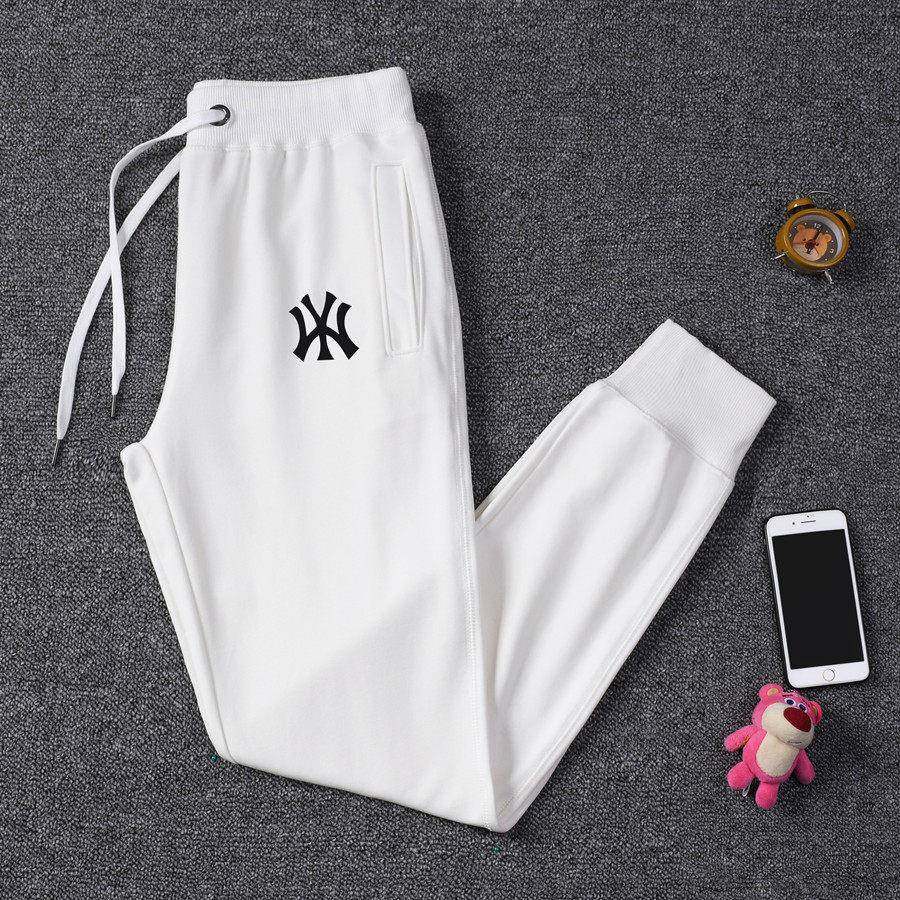 潮牌加绒运动裤女2025年春秋冬新款大码束脚白色纯棉卫裤休闲长裤