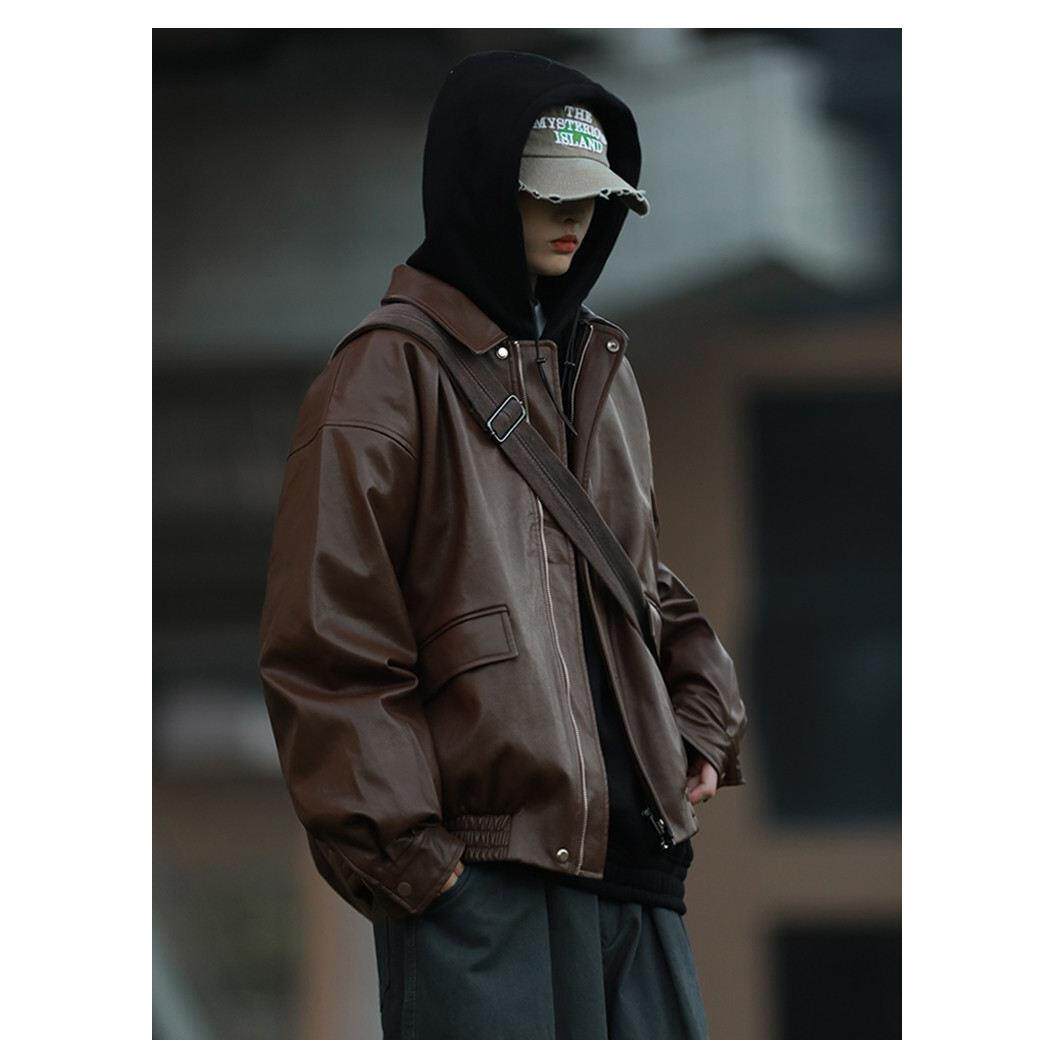 皮衣男修身韩版潮流帅气青年机车服春秋季款高级感皮夹克男士外套
