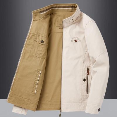 水洗纯棉外套男士两面穿美式休闲宽松工装飞行夹克秋季多口袋茄克
