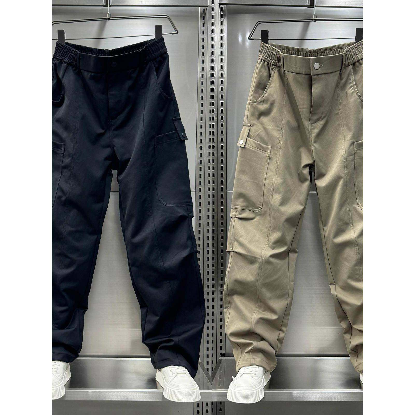 Mostarsea~潮牌工装休闲裤男士宽松直筒哈伦裤多口袋阔腿弯刀裤