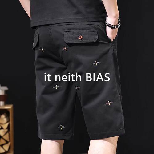 it neith BIAS潮流蜜蜂刺绣短裤男2026新款夏季高端直筒休闲五分