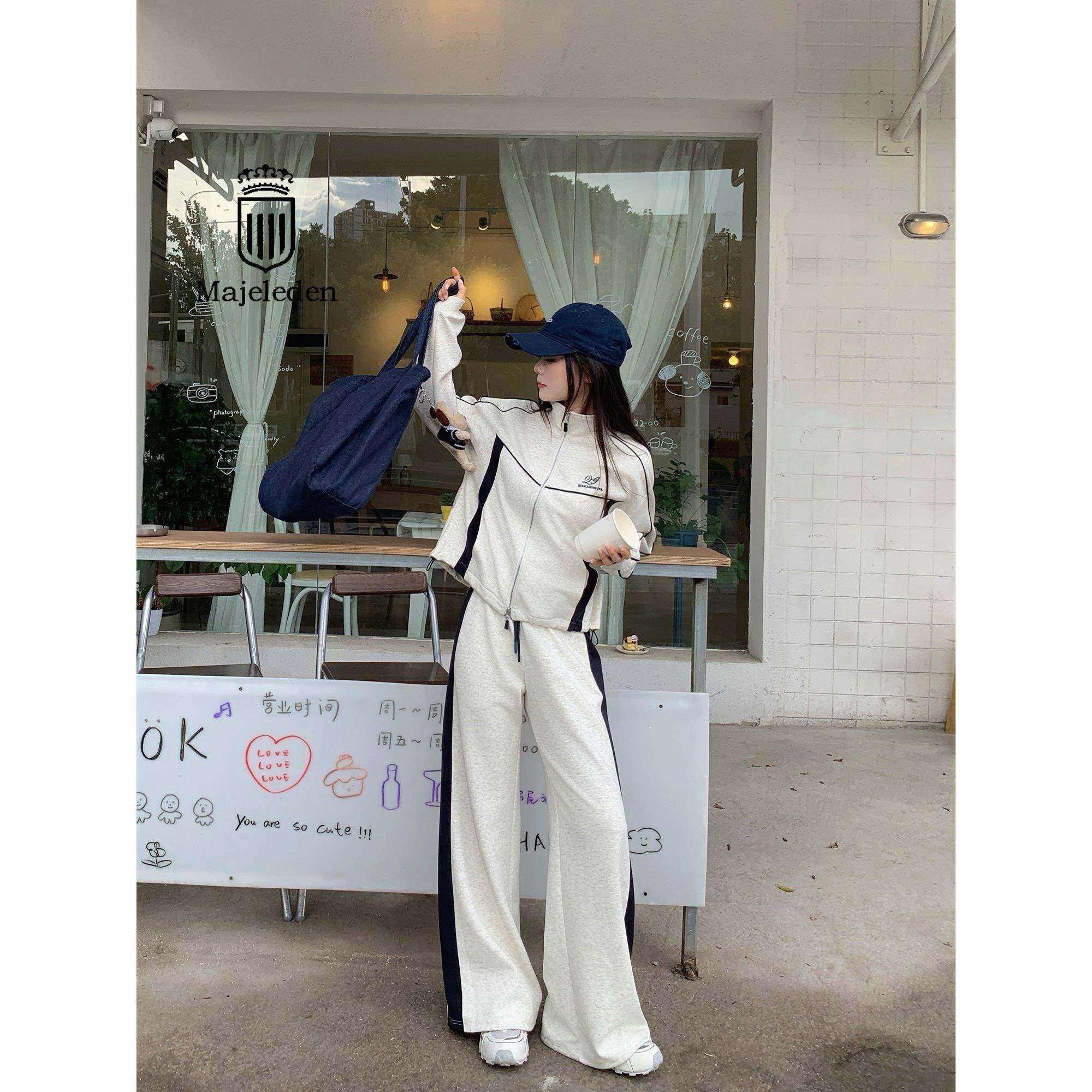 正品2025年秋季新款小个子休闲运动套装女长袖外套半裙长裤两件套