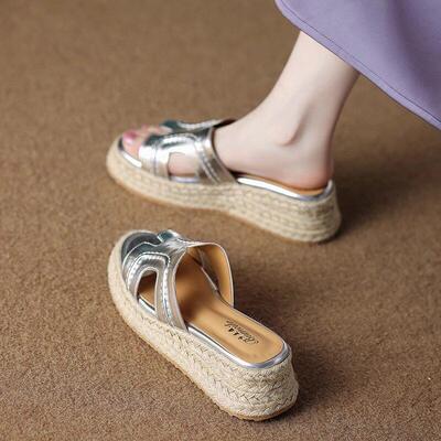 Craes Kally无障碍豪华优雅！厚底女拖鞋2025新高底外穿楔形凉鞋