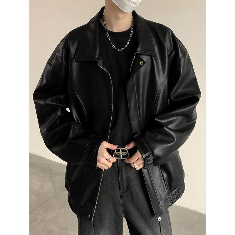 香港真皮皮衣外套男高级感翻领棒球服外套男士痞帅风皮夹克新款潮