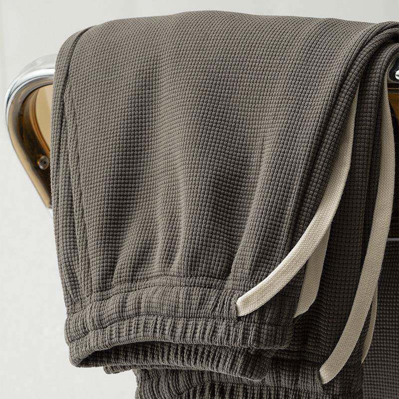 Marolio ~梳理红色!夏季华夫经典运动裤直腿宽松打底裤松紧带腰的