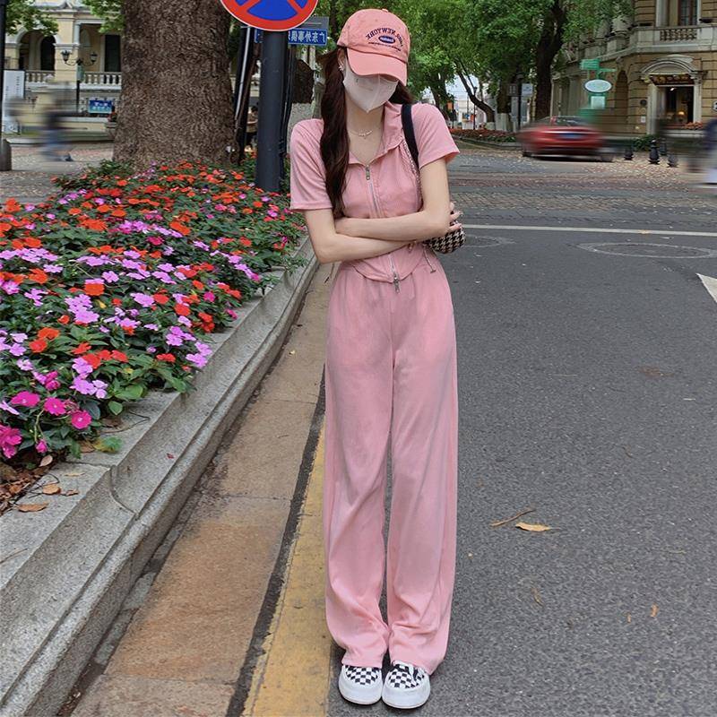 欧洲站休闲运动套装女夏季薄款2025年新款时尚洋气小个子两件套潮