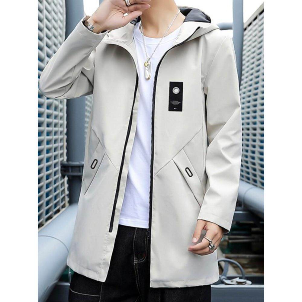 潮牌时尚秋冬加绒风衣男中长款夹克宽松韩版帅气大衣男士休闲外套