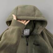 卫衣棉服 连帽加绒加厚保暖开衫 MAROLIO 900G重磅摇粒绒外套男冬季