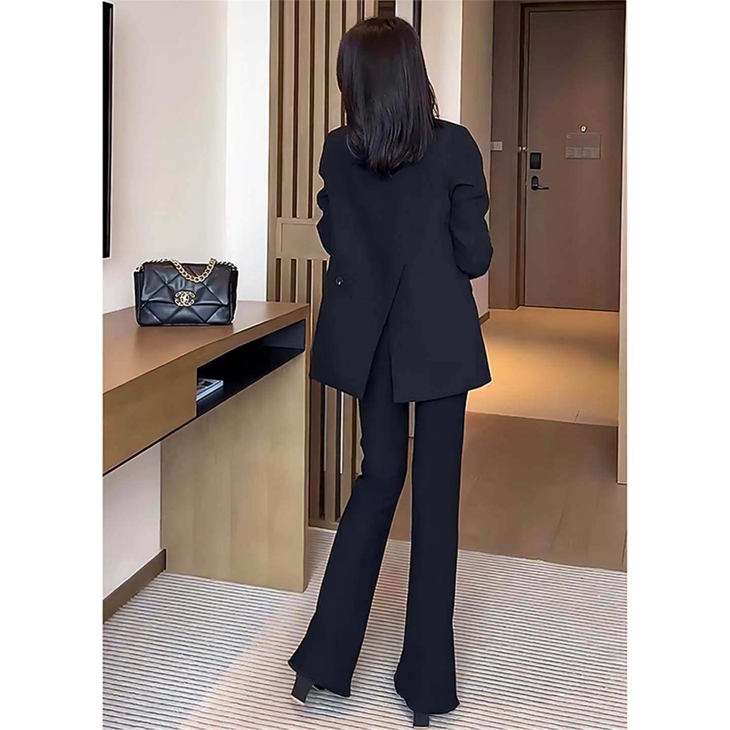 Ocnltiy黑色小西装外套女小个子秋冬新款高级设计感小众休闲西服