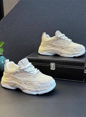 颜值品质兼备Minimalism Aquaman低帮透气布面厚底老爹鞋男内增高