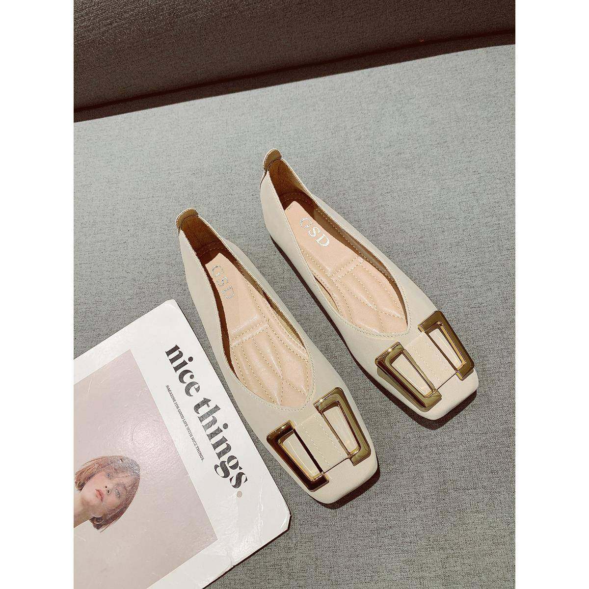 香港金属扣舒适软面瓢鞋女豆豆鞋2025秋季新款浅口职业平底单鞋女,女鞋,浅口单鞋,淘宝优惠券,粉丝福利购,淘宝优惠卷