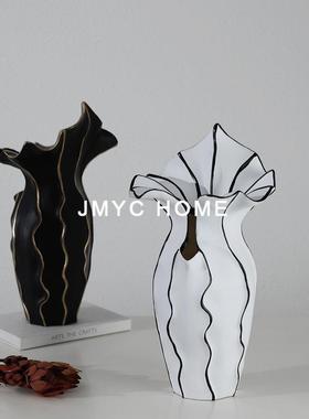 轻奢简约高级感树脂百合干花瓶摆件客厅样板间餐厅创意花器装饰品