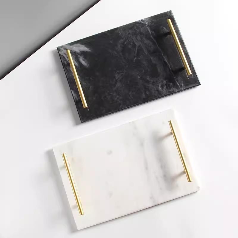 北欧式仿大理石托盘首饰盘甜品盘浴室置物香薰托盘家居装饰摆件