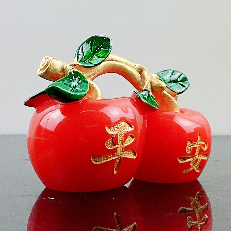 苹果摆件 树脂玛瑙色平安是福苹果摆件 创意办公桌汽车装饰摆件