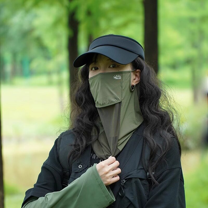 夏季跑步脸罩全脸遮阳防晒面罩男款口罩女夏冰丝护颈脖套骑行面巾