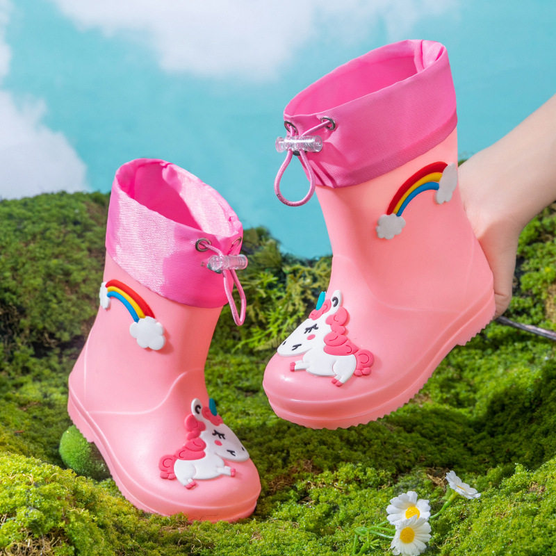 儿童雨鞋男童防水雨靴女童宝宝2-10岁轻便防滑水靴水鞋小童小孩