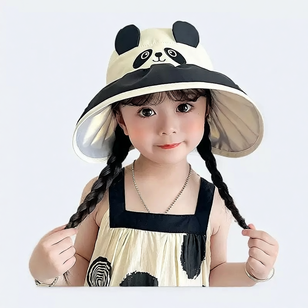 大檐风扇帽夏季女童防晒帽防紫外线空顶遮阳帽可折叠男宝宝帽超萌