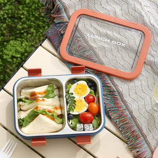 微波炉饭盒分格上班族便当盒耐温轻便学生带饭分隔不锈钢保温餐盒