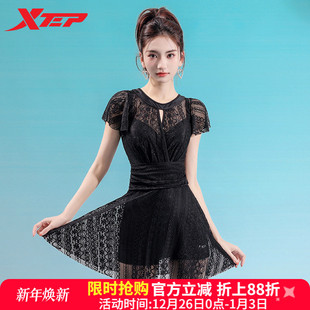 性感海边游泳馆专用装 特步泳衣女2025年新款 显瘦遮肚女士连体裙式