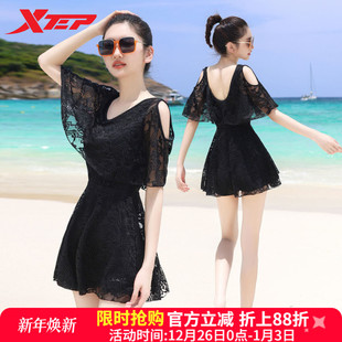 遮肚保守仙女范度假装 性感显瘦连体裙式 时尚 特步泳衣女2025年新款