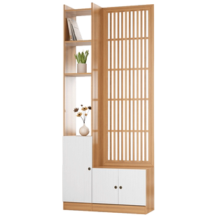 日式小清新客厅入户隔断柜简约现代门厅柜玄关柜鞋柜一体双面屏风