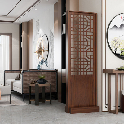 中式简约屏风隔断客厅移动入户间厅现代简约隔断进门客厅遮挡座屏
