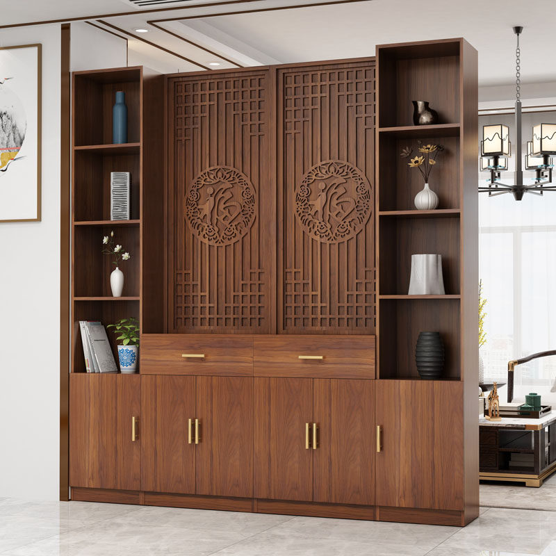 中式入户大尺寸玄关柜门口屏风隔断客厅置物架现代简约间厅柜鞋柜