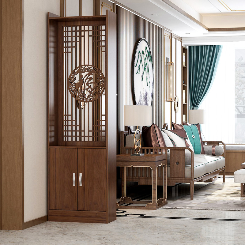 中式简约玄关柜鞋柜一体柜隔断柜酒柜客厅屏风柜入户间厅柜门厅柜
