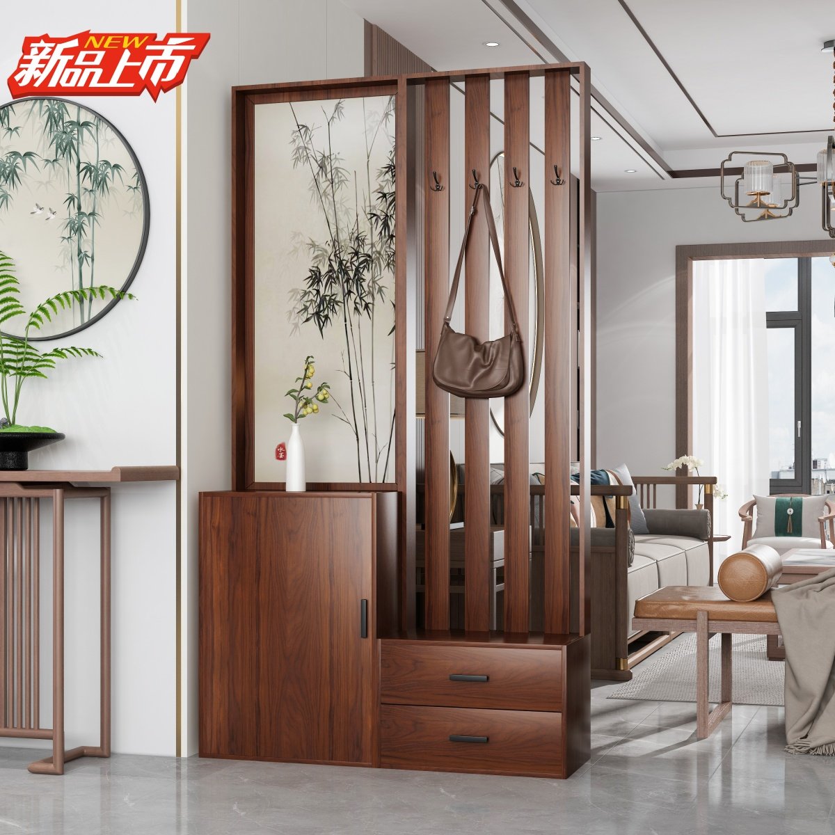 鞋柜带挂衣架一体落地客厅家用进门屏风隔断柜玄关卧室收纳置物架,住宅家具,门厅/玄关柜/玄关架,淘宝优惠券,粉丝福利购,淘宝优惠卷