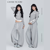 蕾丝花边 花灰色跳舞时尚 套装 CV新广场舞潮牌 设计感上衣运动裤