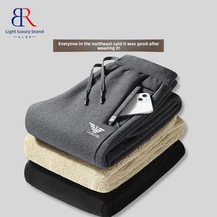 束脚微弹抗皱运动裤 RLBR男冬季 休闲裤 卫裤 子 加绒加厚羊羔绒大码